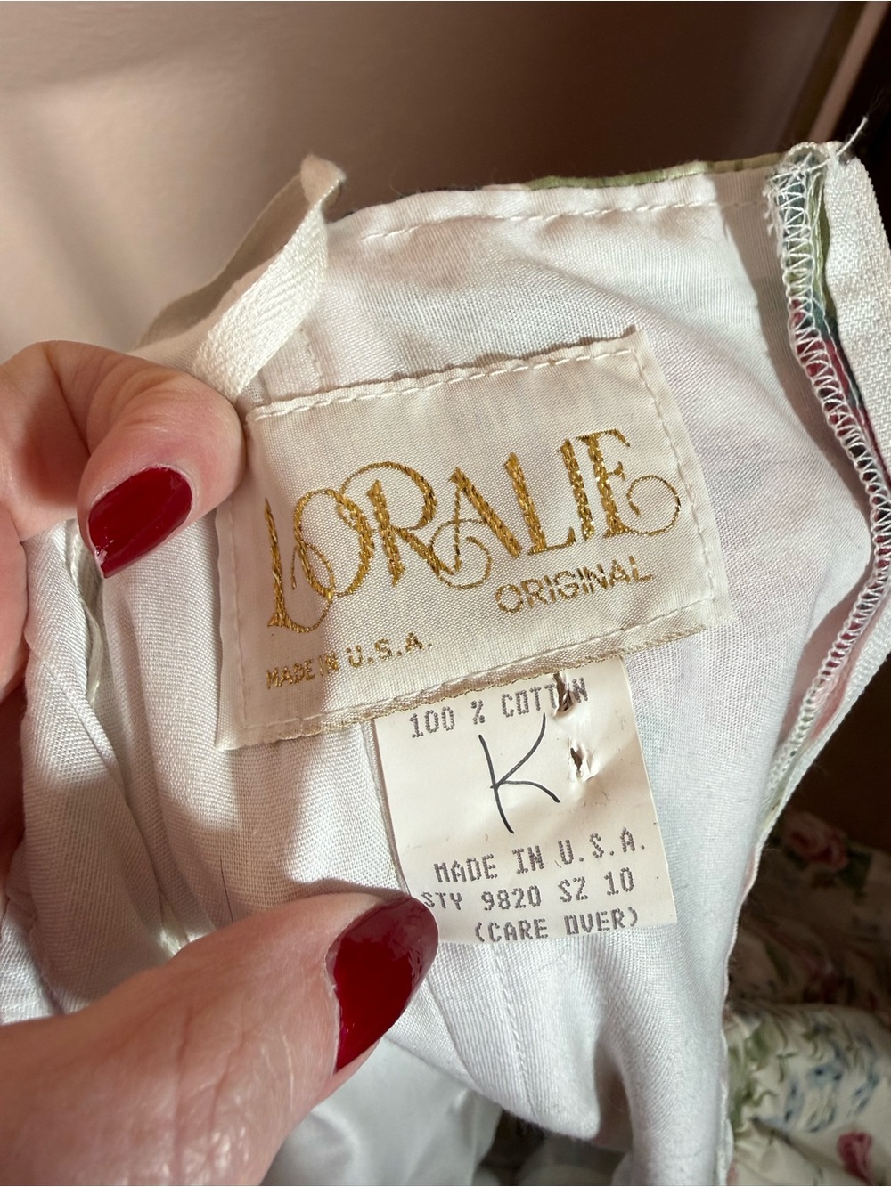 Vintage Loralie original rose floral full skirt Victorian tea dress medium - Picture 8 of 16